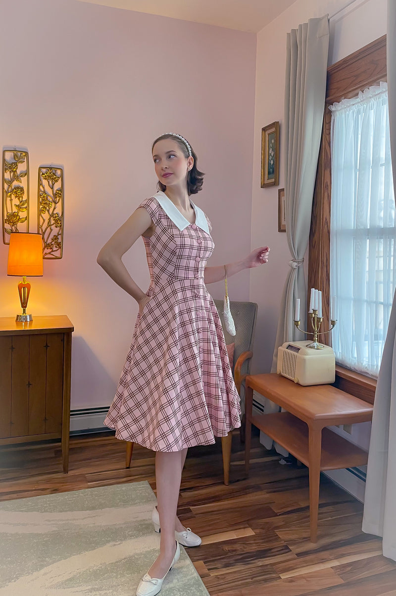 40s retro peterpan collar swing dress with pockets