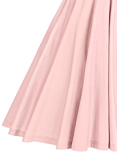 50s Stand Collar Neckline With Fixed Bowknot Tie Pink Retro Rockabilly  Party Swing Dress With Pockets - Gowntownvintage