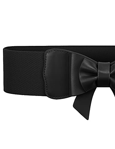 Womens Belt- Black Color Wid Belt for Casual Formal Dress or Jean