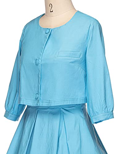 GownTown Women`s 1950s Skybule Audrey Hepburn Style Tea Dress With Jacket