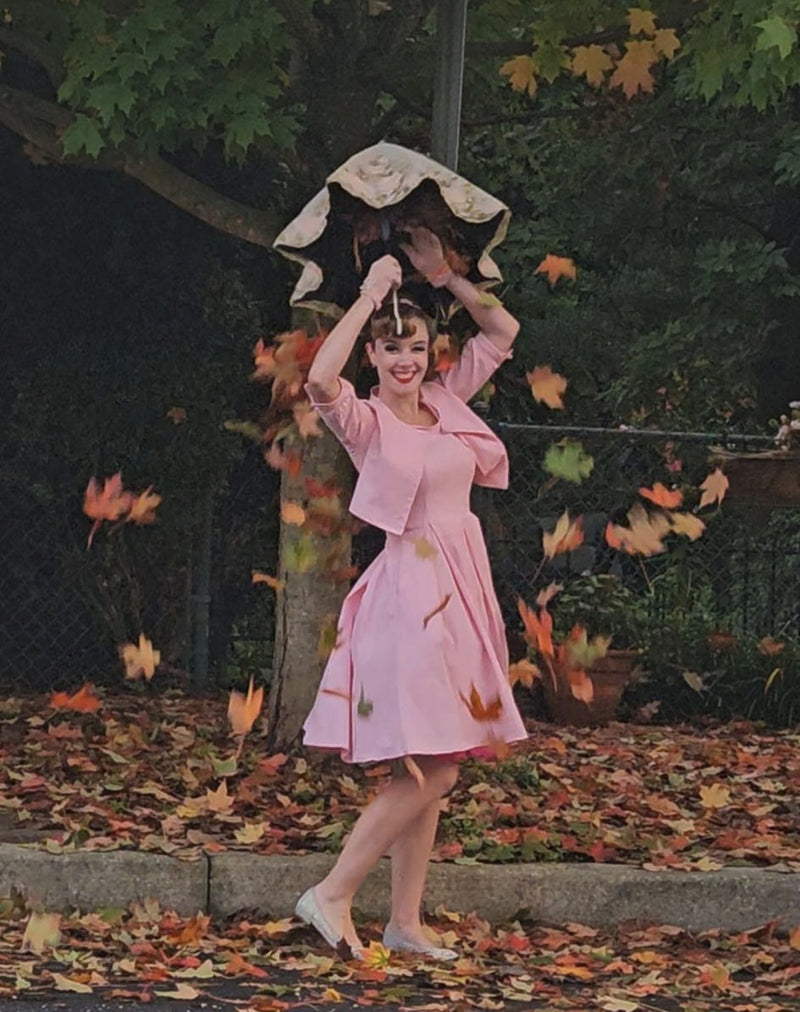 Women`s 1950s Pink Audrey Hepburn Style Tea Dress With Jacket