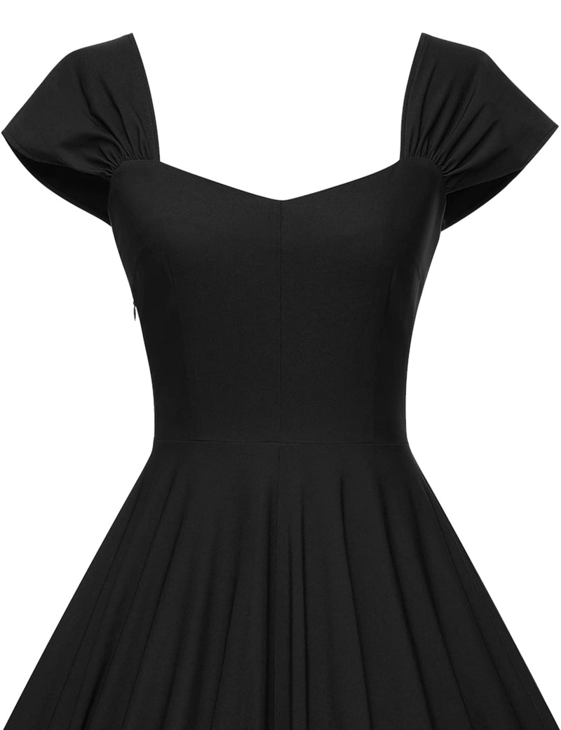 1950s Bardot Black Swing Dress With Pockets