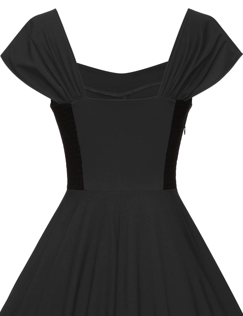 1950s Bardot Black Swing Dress With Pockets