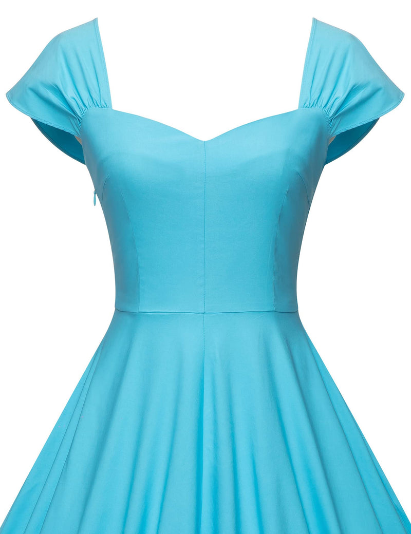 1950s Bardot Lightblue Swing Dress With Pockets