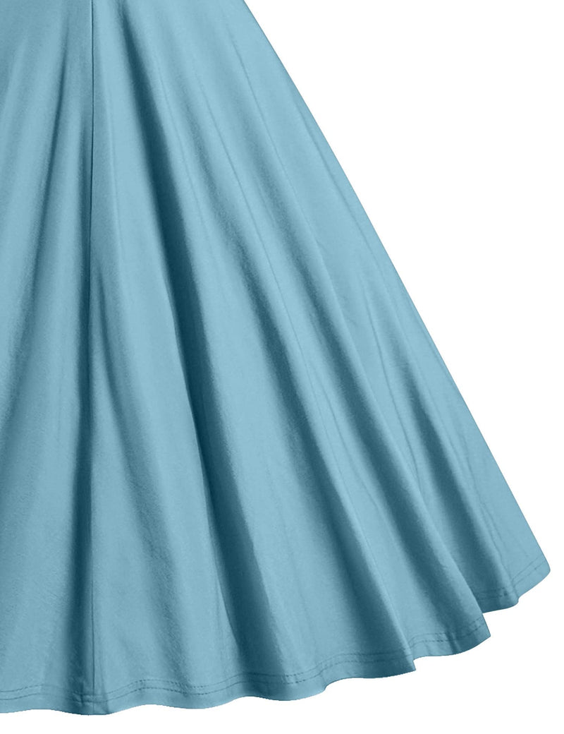 Women`s 50s Stoneblue  Vneckline  Vintage Party Dress With Pockets