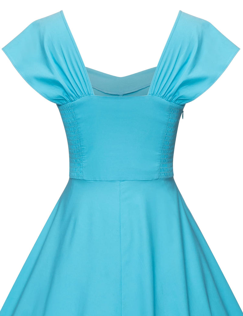 1950s Bardot Lightblue Swing Dress With Pockets