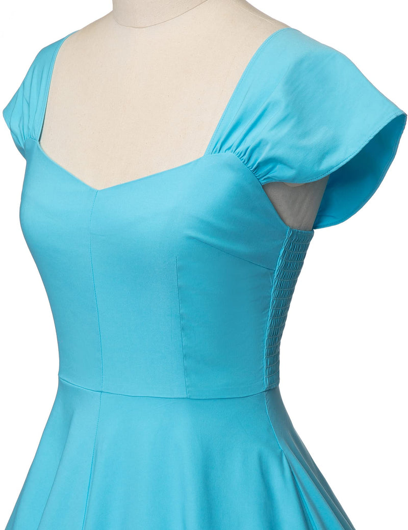 1950s Bardot Lightblue Swing Dress With Pockets