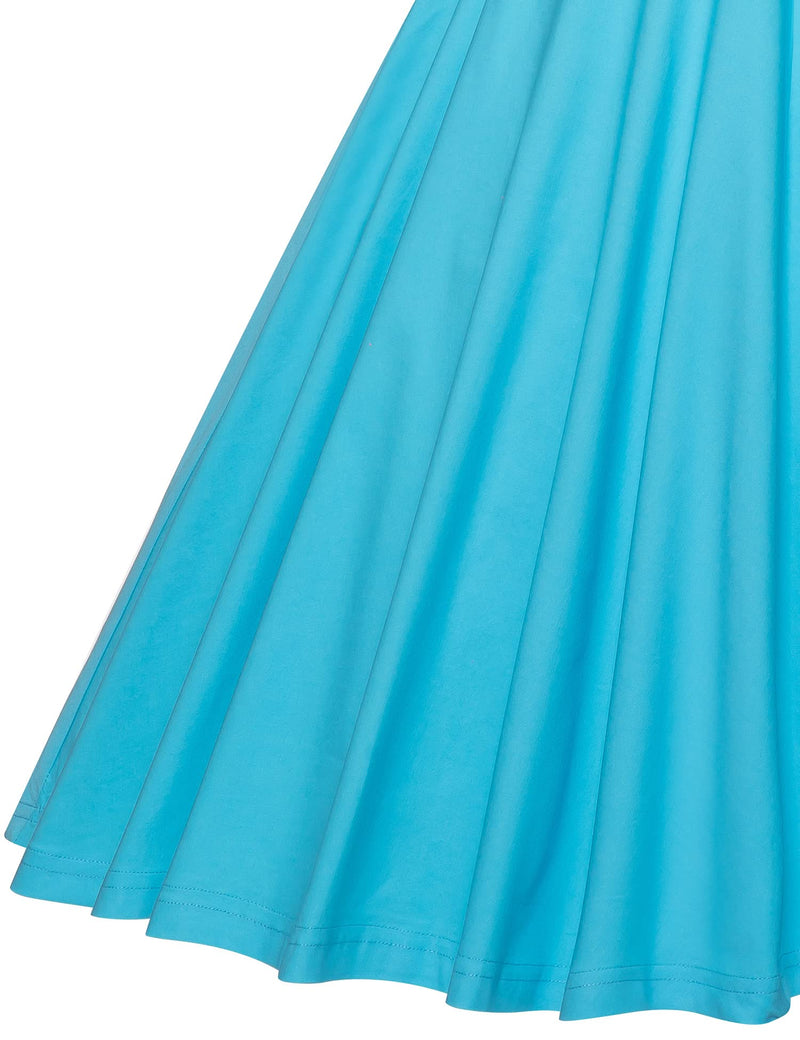 1950s Bardot Lightblue Swing Dress With Pockets