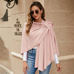 Womens  Elegant Pink Shawl Wraps Soft Open Front Poncho Sweater for Spring Fall Winter