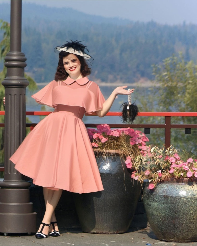 1950s Pink Silk Party Dress | 50s Pink Silk Cocktail Dress | 2 hotsell Way Removable Collar | X Small