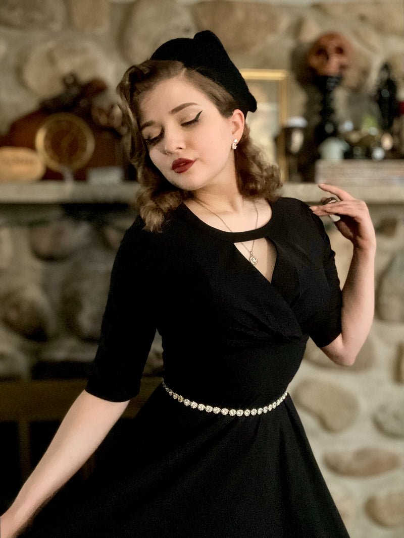 1950s black cocktail dress best sale